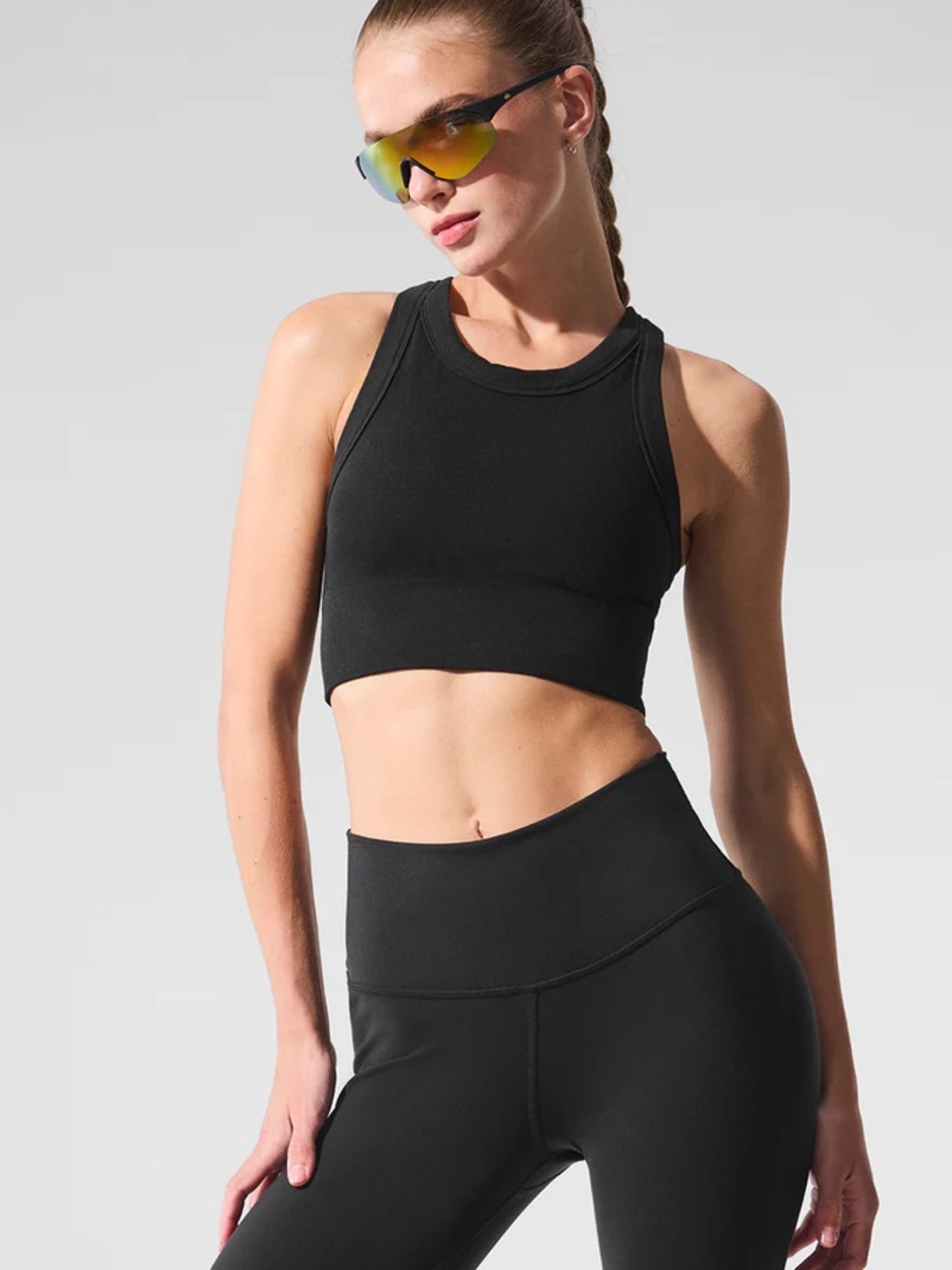 ALO Yoga Black Racerback Crop Tank Top bra